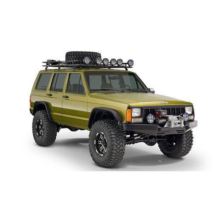 Bushwacker Flat Style XJ Cherokee Fender Flare Set (Paintable) - 10922-07