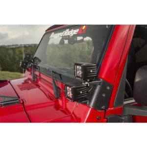 Rugged Ridge Dual A-Pillar 3.5-Inch Square LED Kit (Black) - 11232.38