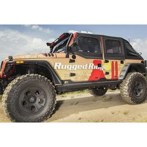 Rugged Ridge XHD Rock Sliders with Integrated Steps (Black) - 11504.18