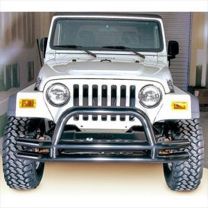 Rugged Ridge 3 Inch Dual Tube Front Bumper with Center Hoop (Black) - 11560.01