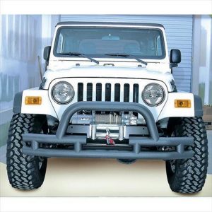 Rugged Ridge Dual Tube Front Winch Bumper with Center Hoop (Black) - 11561.03