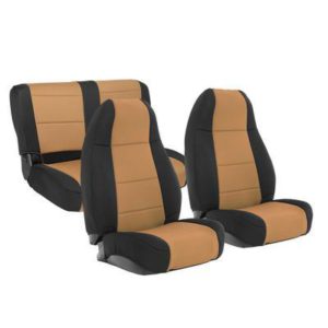 Smittybilt Neoprene Front and Rear Seat Cover Kit (Black/Tan) - 471025