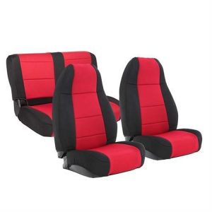 Smittybilt Neoprene Front and Rear Seat Cover Kit (Black/Red) - 471130