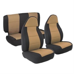 Smittybilt Neoprene Front and Rear Seat Cover Kit (Black/Tan) - 471325