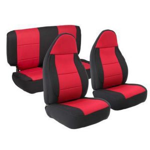 Smittybilt Neoprene Front and Rear Seat Cover Kit (Black/Red) - 471330