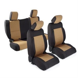 Smittybilt Neoprene Front and Rear Seat Cover Kit (Black/Tan) - 471625