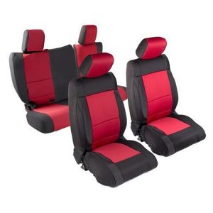Smittybilt Neoprene Front and Rear Seat Cover Kit (Black/Red) - 471730