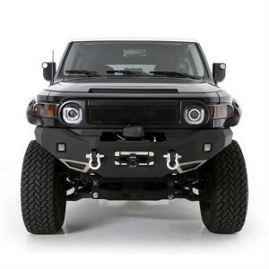 Smittybilt M1 Toyota FJ Cruiser Winch Mount Front Bumper with D-ring Mounts and Light Kit (Black) - 612850