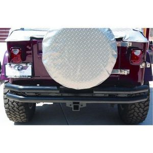 Rampage Double Tube Rear Bumper with Receiver Hitch (Black) - 7648