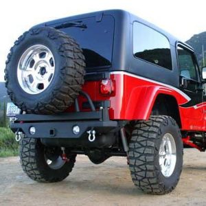 Rampage Recovery Rear Bumper with Tire Carrier with D-ring Mounts (Black) - 76610