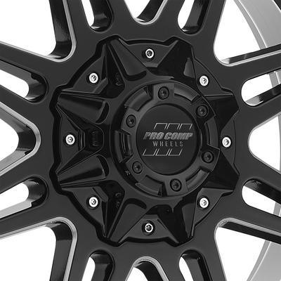 Pro Comp 42 Series Blockade, 20x9.5 Wheel with 8 on 6.5 Bolt Pattern - Gloss Black and Milled Finish - 8142-29582 - Image 3