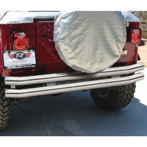 Rampage Double Tube Rear Bumper with Receiver Hitch (Stainless Steel) - 8448