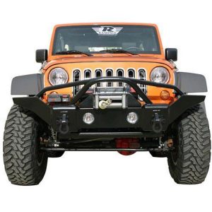 Rampage Full Width Front Recovery Winch Mount Bumper with Stinger (Black) - 88510