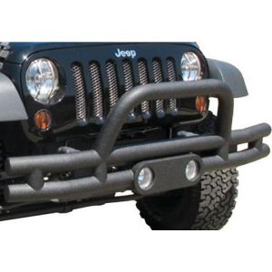 Rampage Double Tube Front Bumper with Hoop and Light Receptacles (Black) - 88625