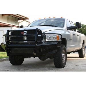 Fab Fours Grill Guard Front Ranch Bumper Tread Plate with Tow Hooks (Black) - DR03-S1060-1