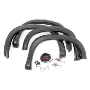 Rough Country GMC Pocket Fender Flares with Rivets (Black) - F-C11950