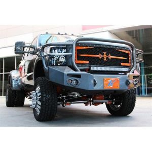 Fab Fours Heavy Duty Winch Front Bumper with Full Grille Guard (Black) - FS11-A2550-1