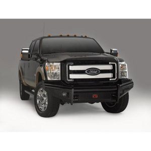 Fab Fours Grill Guard Front Ranch Bumper Tread Plate with Tow Hooks (Black) - FS99-S1661-1
