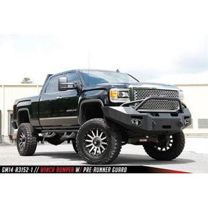 Fab Fours Heavy Duty Winch Front Bumper with Pre-Runner Grille (Black) - GM14-A3152-1