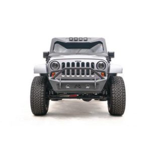 Fab Fours Stubby Front Bumper with Guard (Black) - JK07-B1952-1