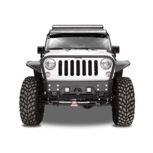Fab Fours Full Metal Jacket Stubby Winch Front Bumper with Grill Guard (Black) - JK07-B1856-1