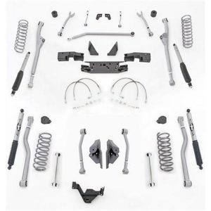 Rubicon Express 3.5 Inch Extreme Duty Radius Front/Rear 4-Link Long Arm Lift Kit with Mono-Tube Shocks - JKR443M