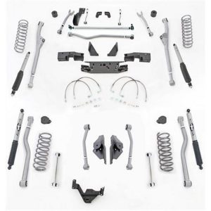 Rubicon Express 4.5 Inch Extreme Duty Radius Front/Rear 4-Link Long Arm Lift Kit with Mono-Tube Shocks - JKR444M