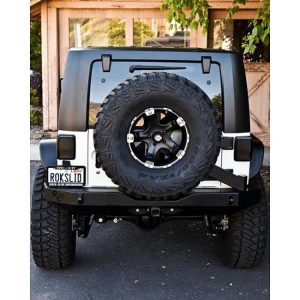 Rock-Slide Engineering Rear Bumper with Tire Carrier (Black) - RB-F-100-JK