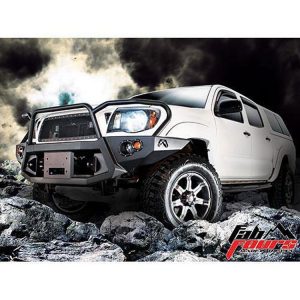 Fab Fours Heavy Duty Winch Front Bumper with Lights and D-ring Mounts (Black) - TT05-B1552-1