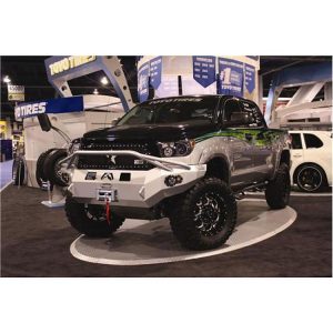 Fab Fours Pre-Runner Heavy Duty Winch Front Bumper with Lights and D-ring Mounts (Black) - TT07-H1852-1